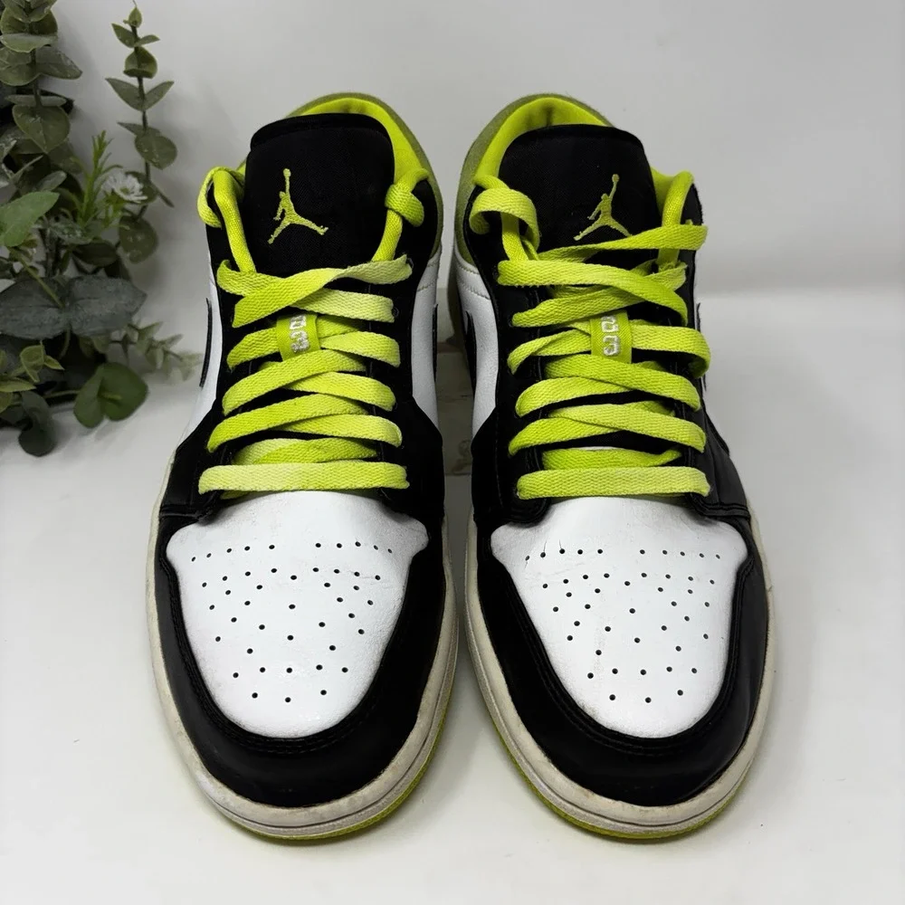 Nike Air Jordan 1 Low Black Cyber Volt Green White Black Men's Size 10 CK3022